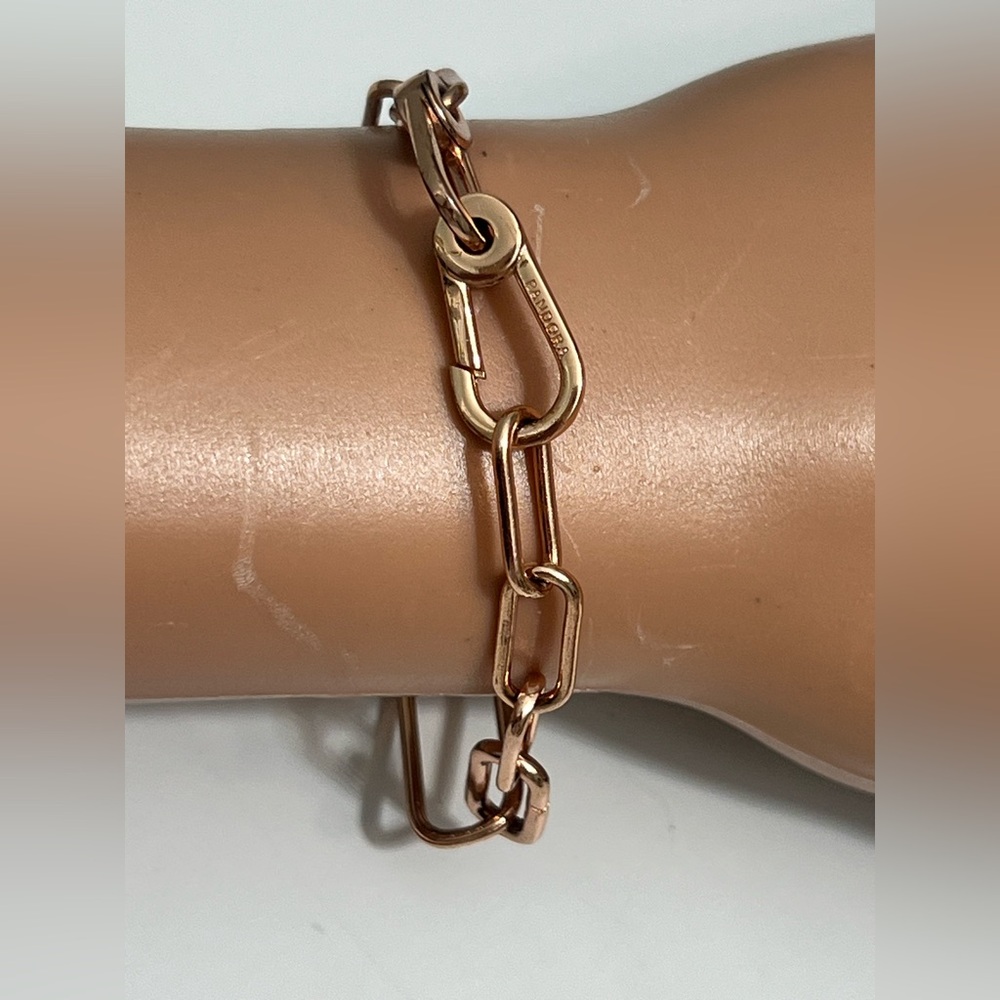925 S Pandora ME Rose Gold Medium Link Bracelet 2 Opening Links 7.5